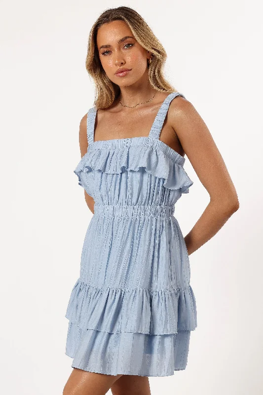 Jane Mini Ruffle Dress - Blue