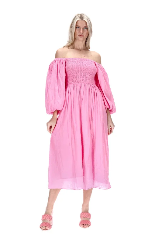 Kylie Pink Balloon Sleeve Dress