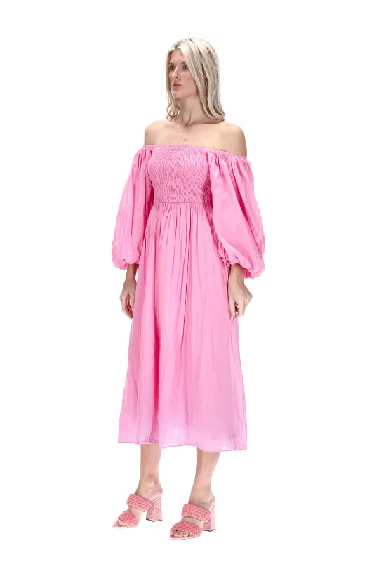 Kylie Pink Balloon Sleeve Dress