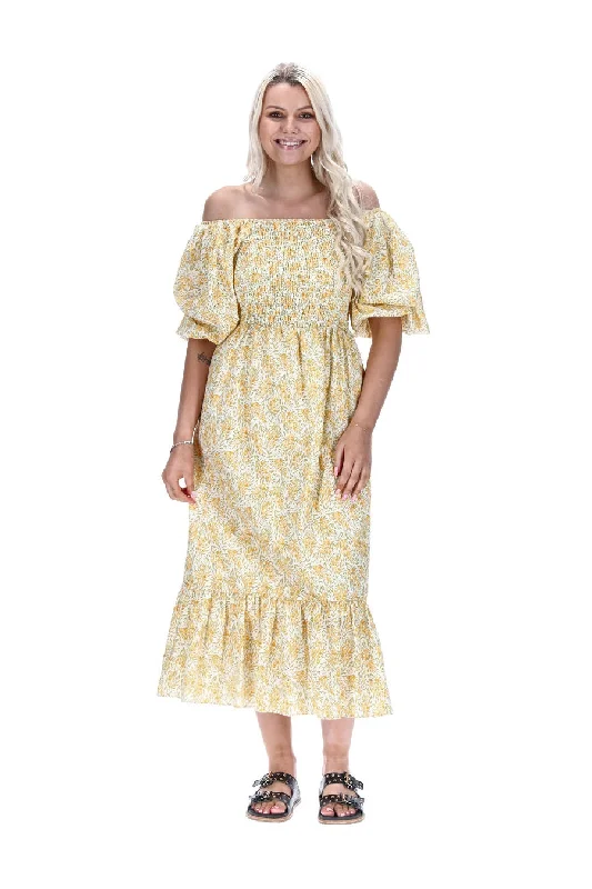 Mia Midi Dress Yellow Daisy