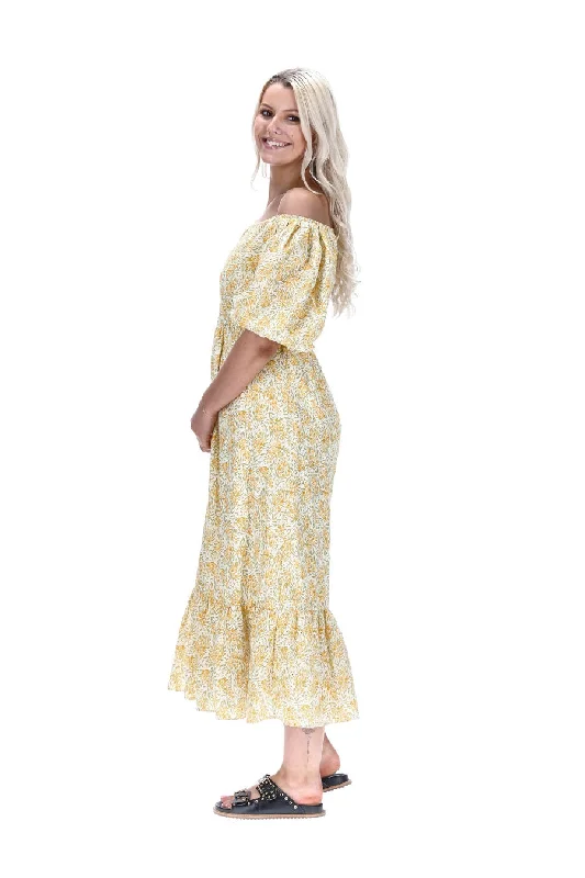 Mia Midi Dress Yellow Daisy