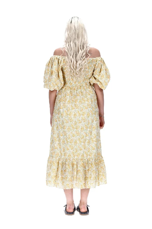 Mia Midi Dress Yellow Daisy