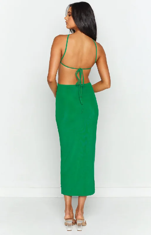 Nyla Green Cut Out Halter Midi Dress