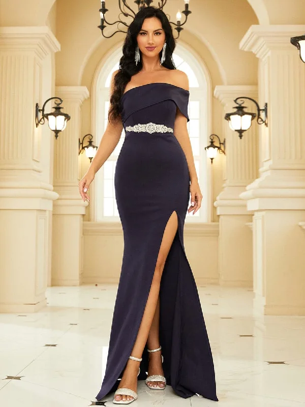 Off The Shoulder Split Prom Dress RJ10076