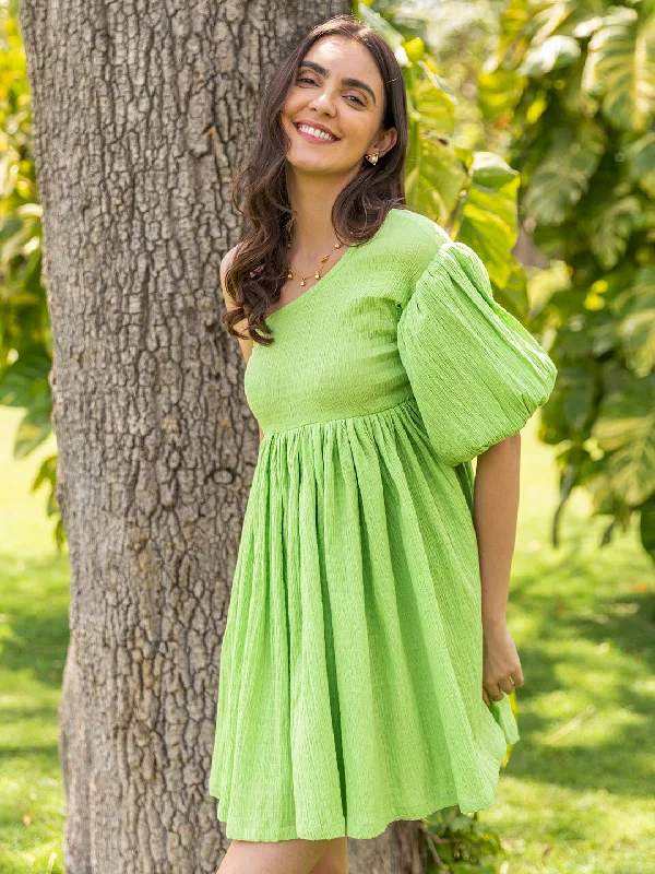 Pistachio One Shoulder Dress