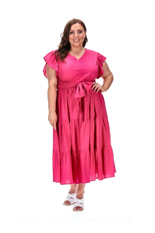 Rachel Midi Dress Raspberry