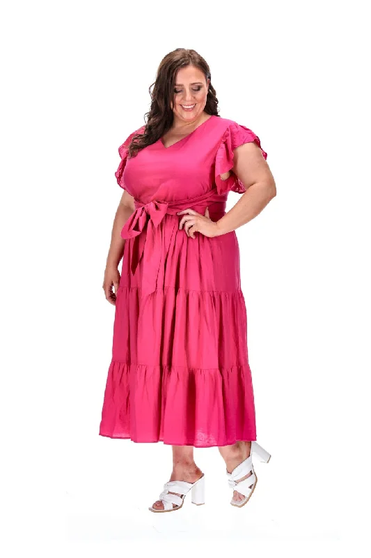 Rachel Midi Dress Raspberry