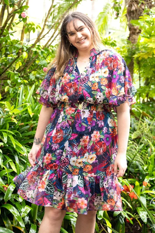 Vivian Midi Dress Tropical Print