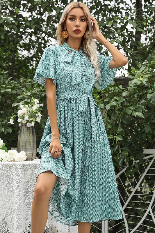 Retro Style Green Midi Summer Dress