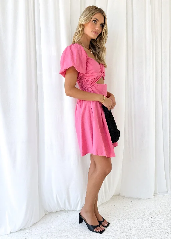 Sancha Off Shoulder Dress - Hot Pink