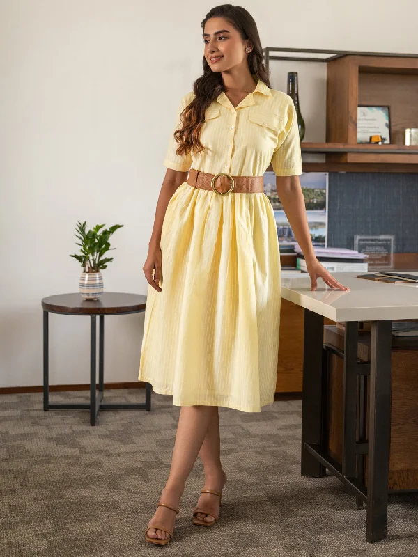 Sunshine Yellow Striped Dress