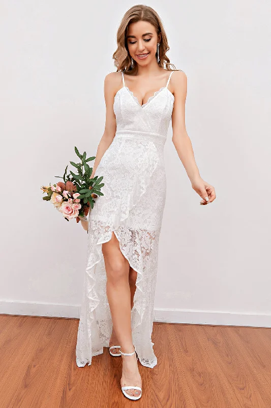 White Lace Beach Wedding Dress