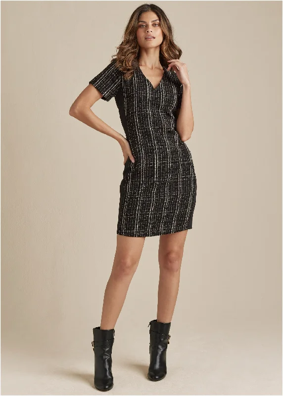 Tweed mini dress - Black Multi