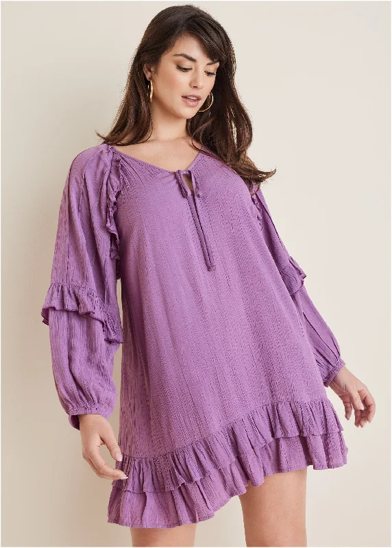 Ruffle Mini Dress - Purple