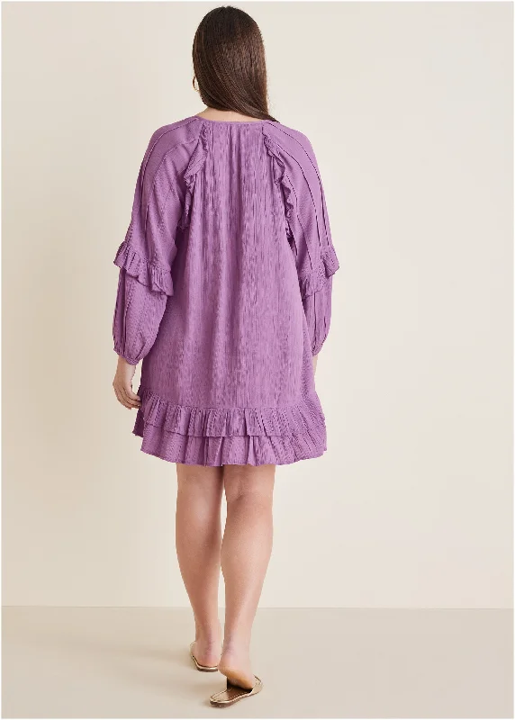 Ruffle Mini Dress - Purple