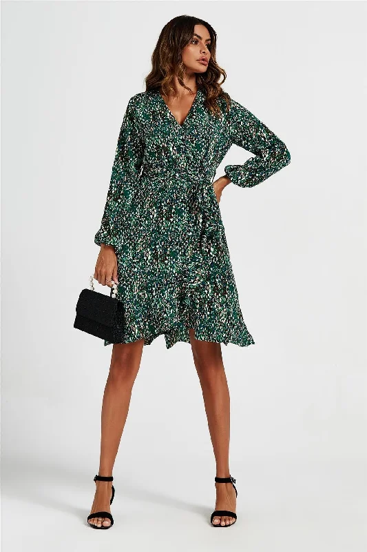 FS Collection Wrap Top Midi Dress In Green