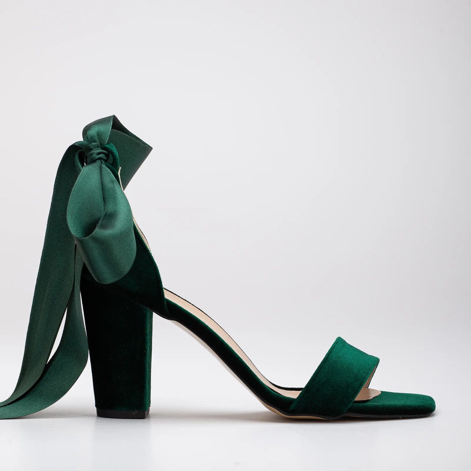 Ariadne Vegan Velvet Ribbon Heels | Green