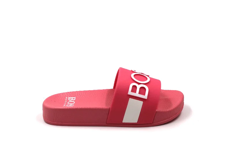 Hugo Boss Fuschia Slides with Logo