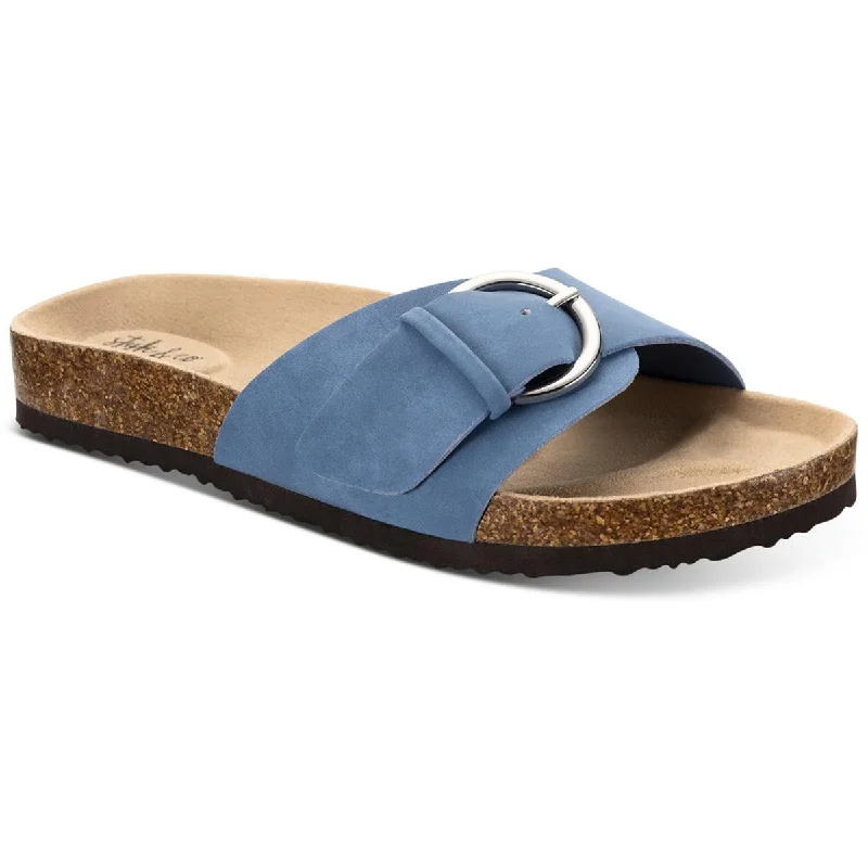 Style & Co. Womens Elisaa Faux Leather Footbed Slide Sandals