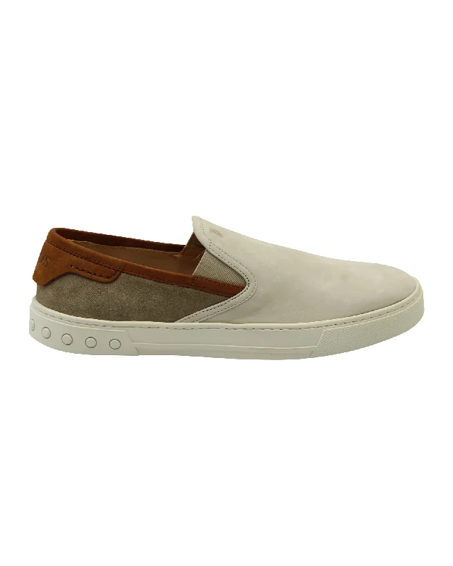 Tod's Slip On Low Top Sneakers in Beige Suede