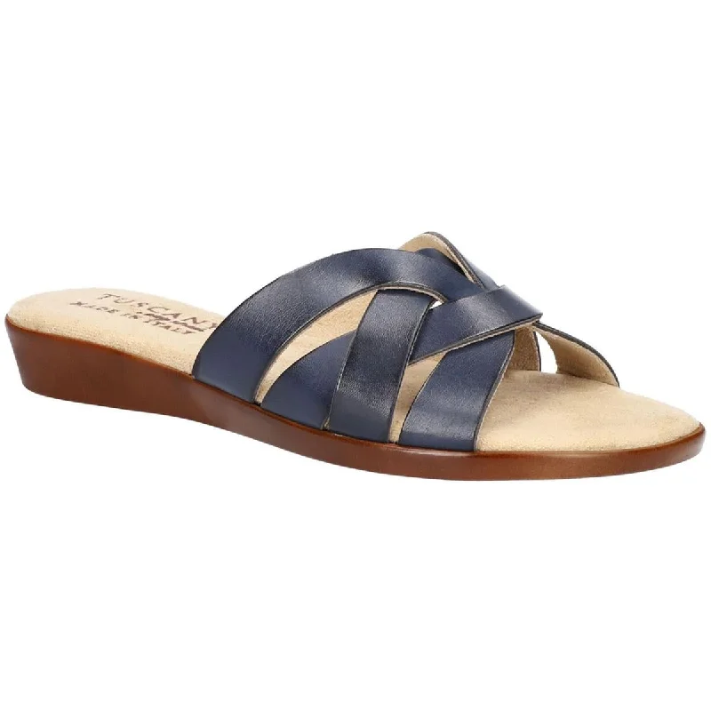 Tuscany By Easy Street Womens Zanobia Faux Leather Slide Sandals