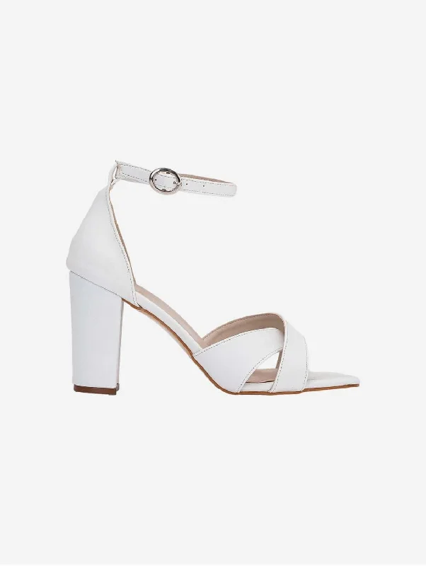 Amelia Vegan Leather Heeled Sandals | White