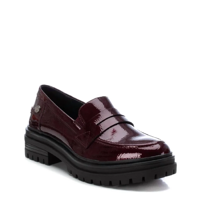 Women's Moccasins Loafer In Burgundy