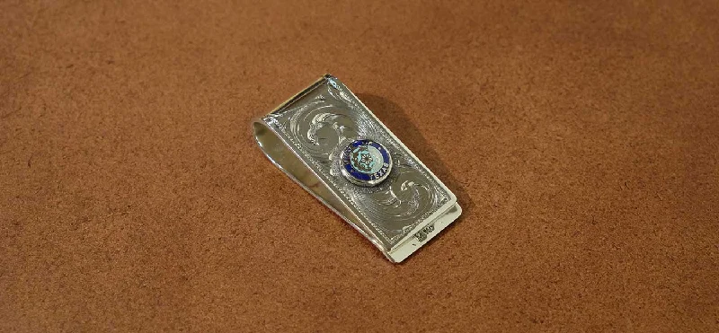 Blue Cloisonne Texas State Seal Button Money Clip