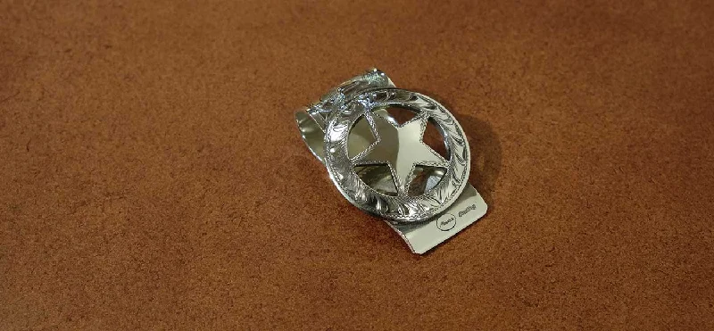 Engraved Cinco Peso Star Money Clip