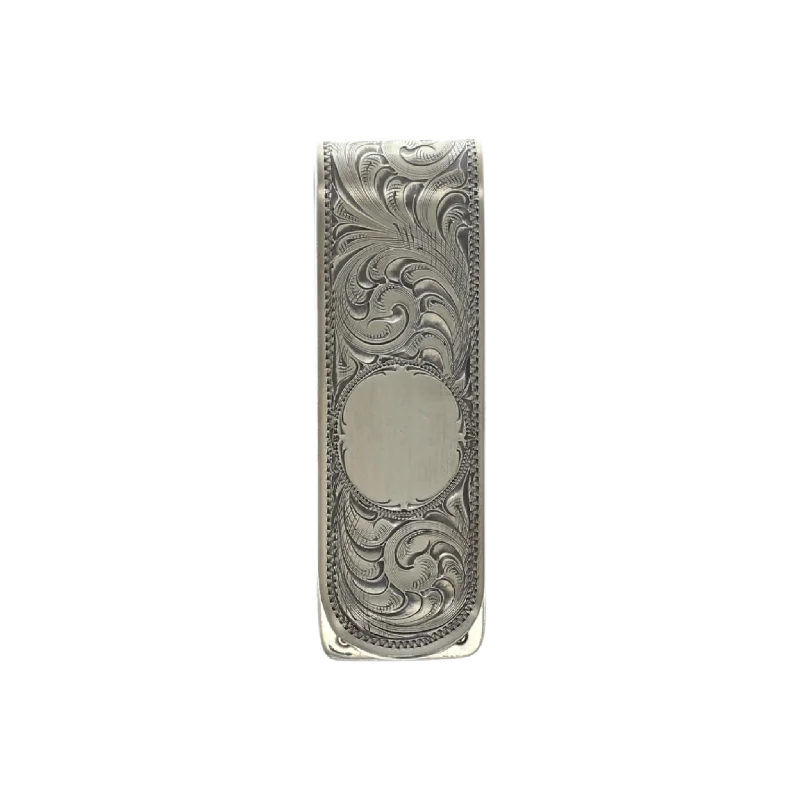 Folded 1802 Sterling Silver Engraved Money Clip