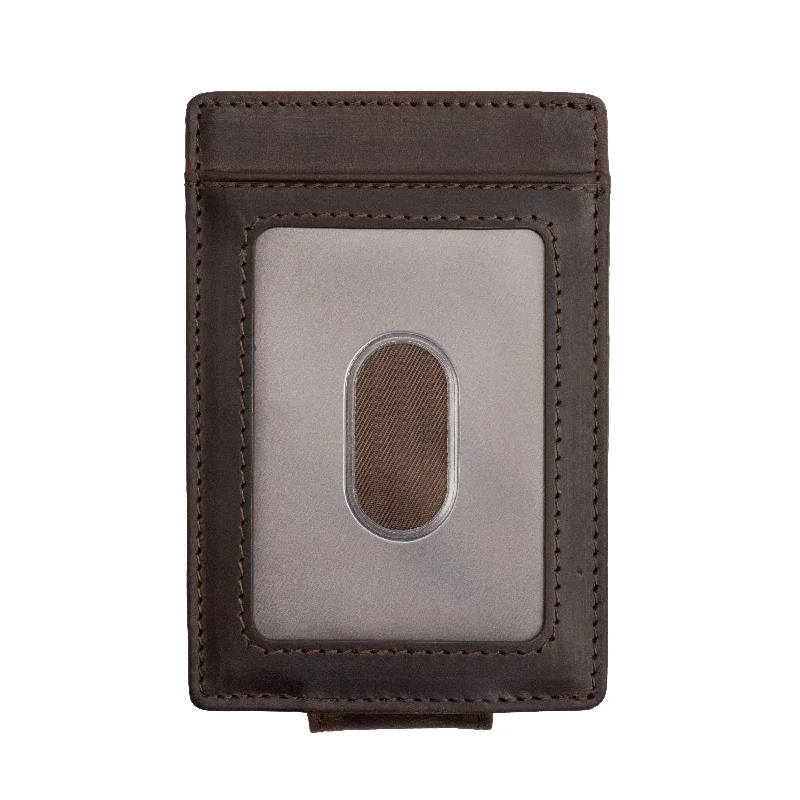 Genuine Leather Money Clip | Brown with ID