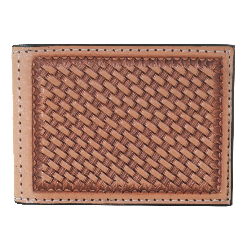 MCCF01 - Natural Basket Weave Tooled Money Clip